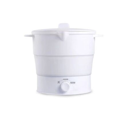 Portable Foldable Silicone Electric Cooker 1.2L Mini Capacity - Multi-functional for Home & Travel, Noodle Pot, Student Dorm Hot Pot (Including Steamer Rack)
